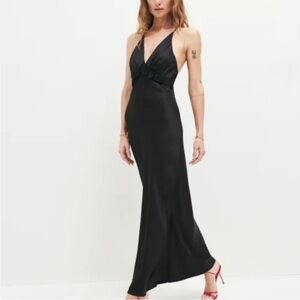 Reformation madrigal satin black dress